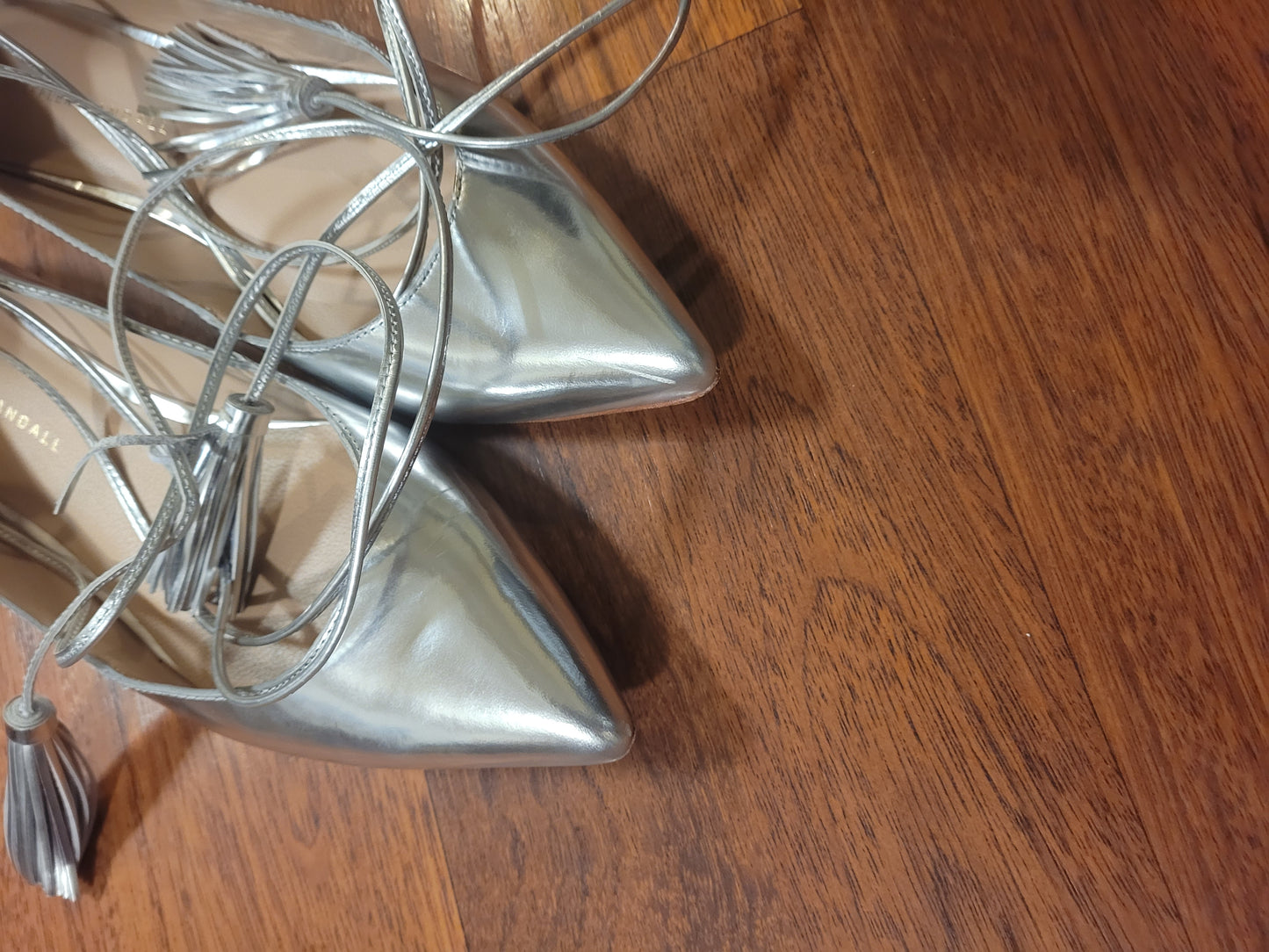 Silver Strappy Ballet Flats