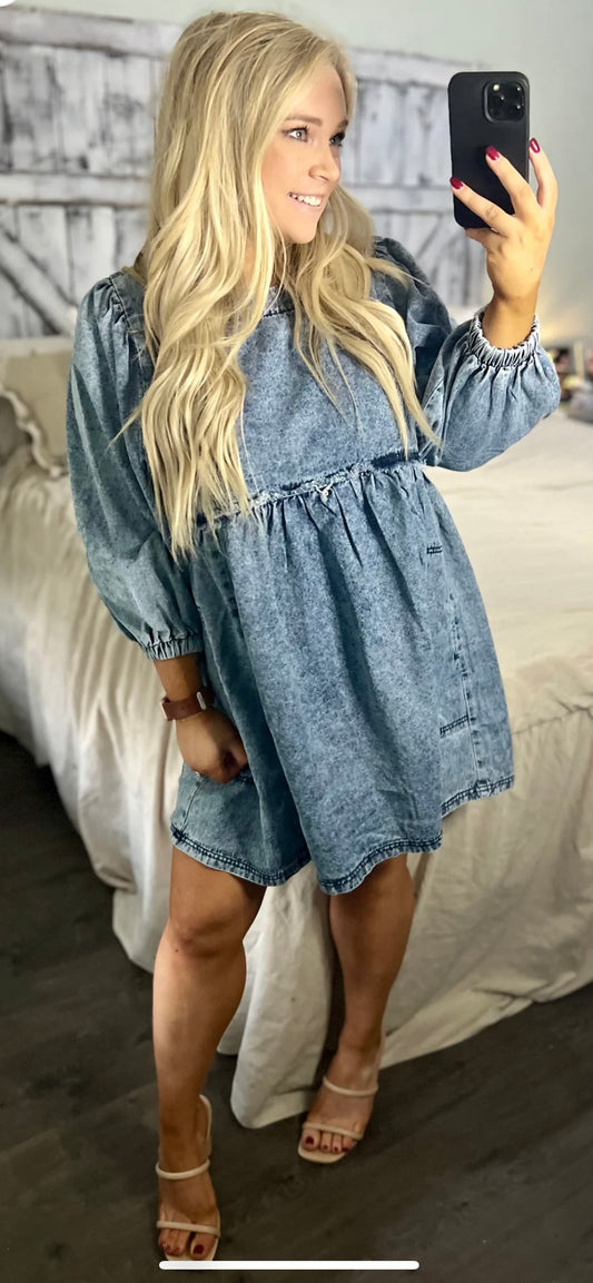 NWOT Heyson Denim BabyDoll Dress