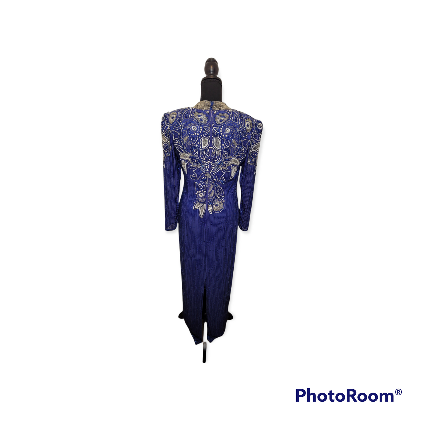 Vintage Royal Blue Beaded Gown