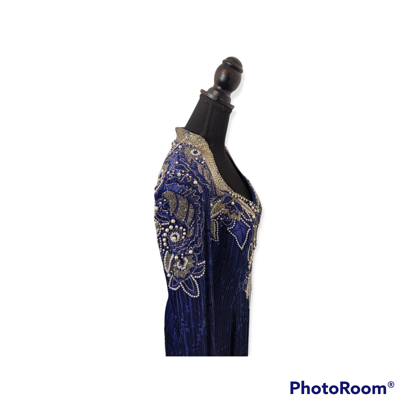 Vintage Royal Blue Beaded Gown